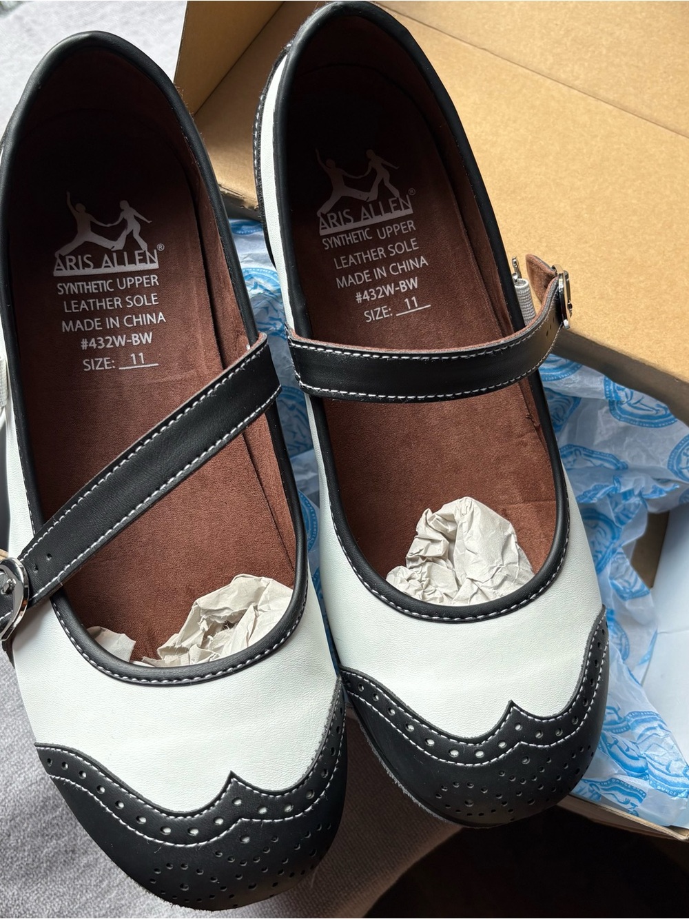 Aris Allen Swing Dance Mary Jane Spectator w/ Suede Springy Sole Size 11W NEW